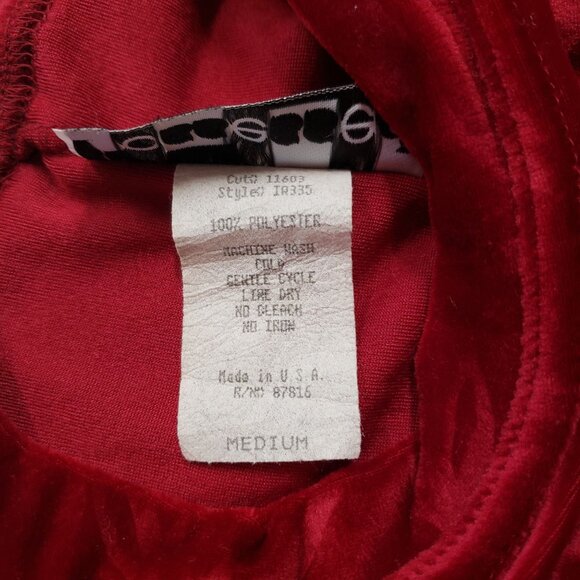 90s Possessed Red Velvet Floral Textured Short Sleeve A Line Dress Size M Grunge - Picture 7 of 7